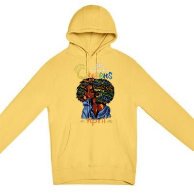 Queens Are Born In April Black Girl Aries Taurus Birthday Premium Pullover Hoodie