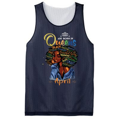 Queens Are Born In April Black Girl Aries Taurus Birthday Mesh Reversible Basketball Jersey Tank