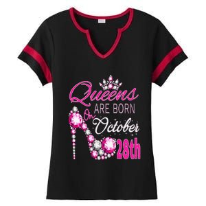 Queens are born on October 28th Scorpio Libra Queen Ladies Halftime Notch Neck Tee