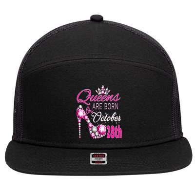 Queens are born on October 28th Scorpio Libra Queen 7 Panel Mesh Trucker Snapback Hat