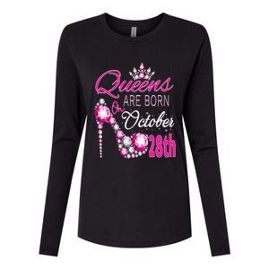 Queens are born on October 28th Scorpio Libra Queen Womens Cotton Relaxed Long Sleeve T-Shirt