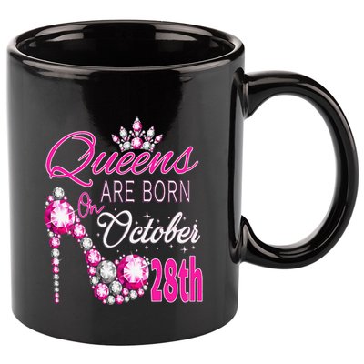 Queens are born on October 28th Scorpio Libra Queen 11oz C Handle Ceramic Mug