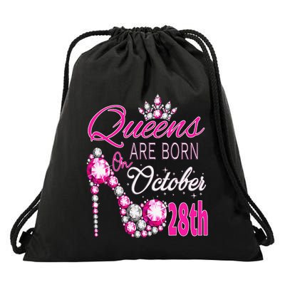 Queens are born on October 28th Scorpio Libra Queen Drawstring Bag