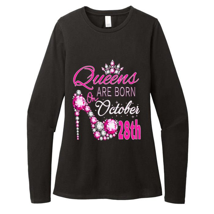 Queens are born on October 28th Scorpio Libra Queen Womens CVC Long Sleeve Shirt