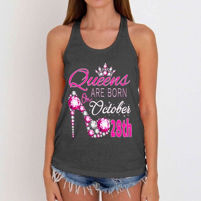 Queens are born on October 28th Scorpio Libra Queen Women's Knotted Racerback Tank