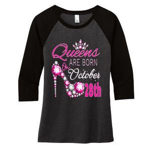 Queens are born on October 28th Scorpio Libra Queen Women's Tri-Blend 3/4-Sleeve Raglan Shirt