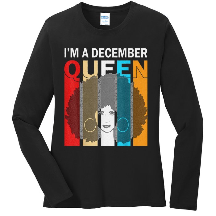 Queens Are Born In December I'm A December Queen Ladies Long Sleeve Shirt