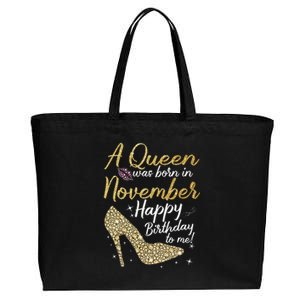 Queens Are Born In November Funny Birthday Cotton Canvas Jumbo Tote