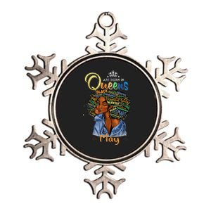 Queens Are Born In May Black Taurus Gemini Metallic Star Ornament