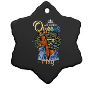 Queens Are Born In May Black Taurus Gemini Ceramic Star Ornament