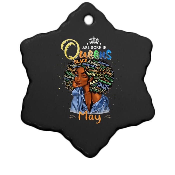 Queens Are Born In May Black Taurus Gemini Ceramic Star Ornament