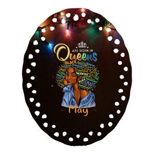 Queens Are Born In May Black Taurus Gemini Ceramic Oval Ornament