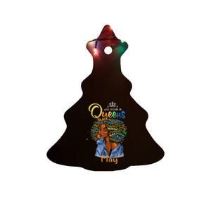 Queens Are Born In May Black Taurus Gemini Ceramic Tree Ornament