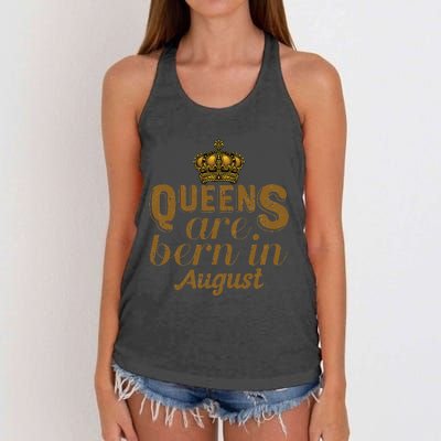 Queens Are Born In August Leo Birthday Month Women's Knotted Racerback Tank