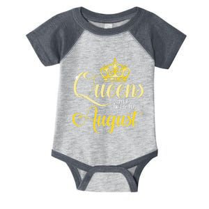 Queens Are Born In August Woman Birthday Date Month Infant Baby Jersey Bodysuit