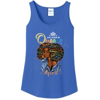 Queens Are Born In April Black Aries Taurus Birthday Gift Ladies Essential Tank