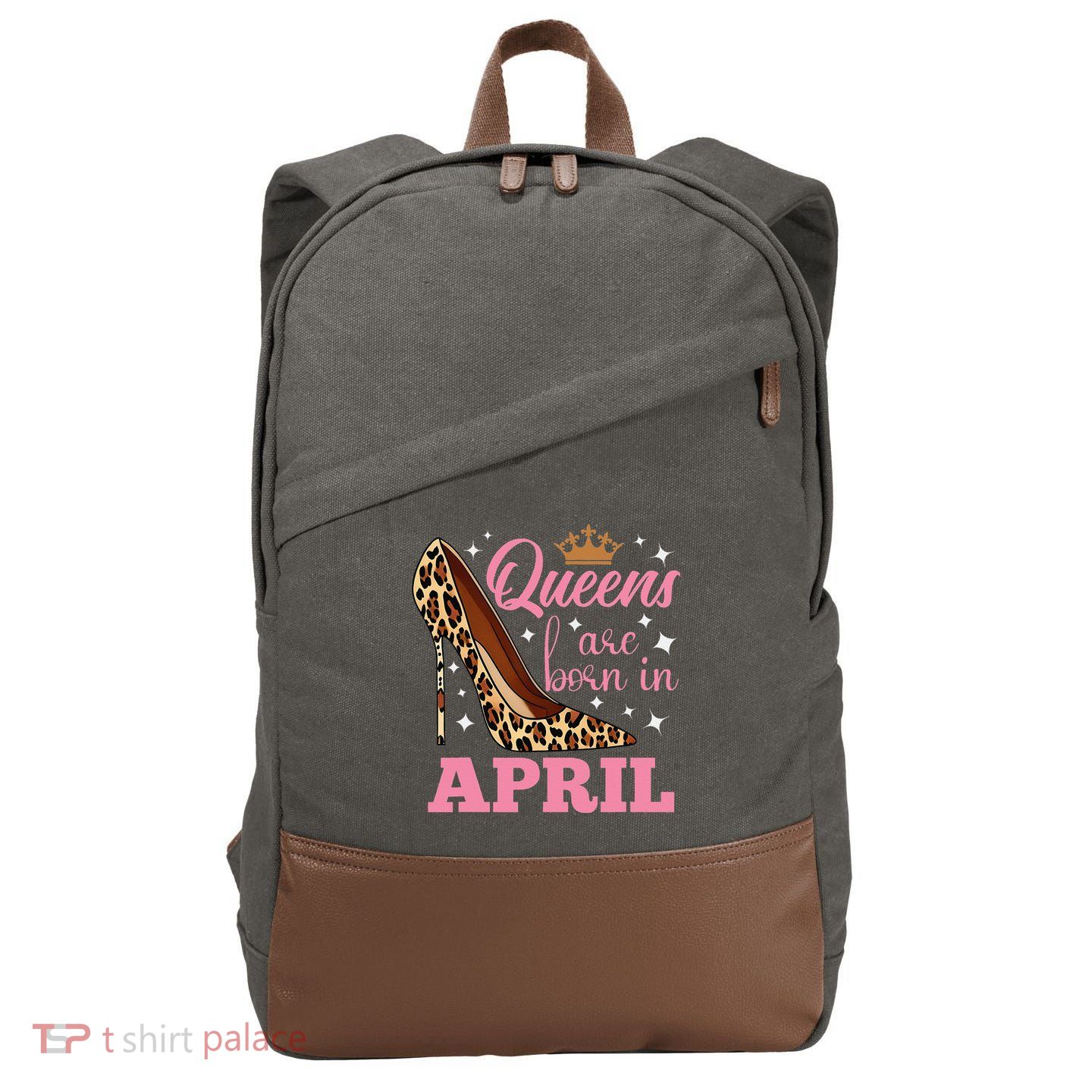Queens are Born in April Funny April Birthday Cotton Canvas Backpack