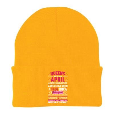 Queens Are Born In April Gift Knit Cap Winter Beanie