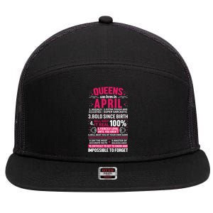 Queens Are Born In April Gift 7 Panel Mesh Trucker Snapback Hat