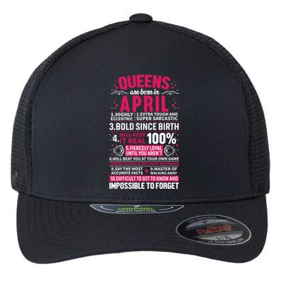 Queens Are Born In April Gift Flexfit Unipanel Trucker Cap