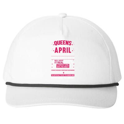 Queens Are Born In April Gift Snapback Five-Panel Rope Hat