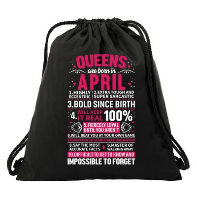 Queens Are Born In April Gift Drawstring Bag