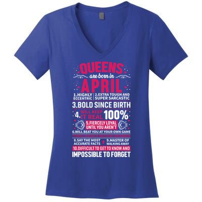 Queens Are Born In April Gift Women's V-Neck T-Shirt