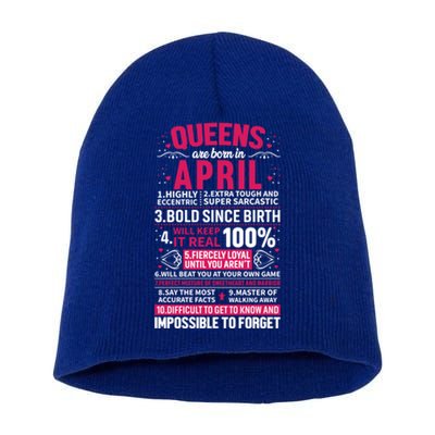 Queens Are Born In April Gift Short Acrylic Beanie