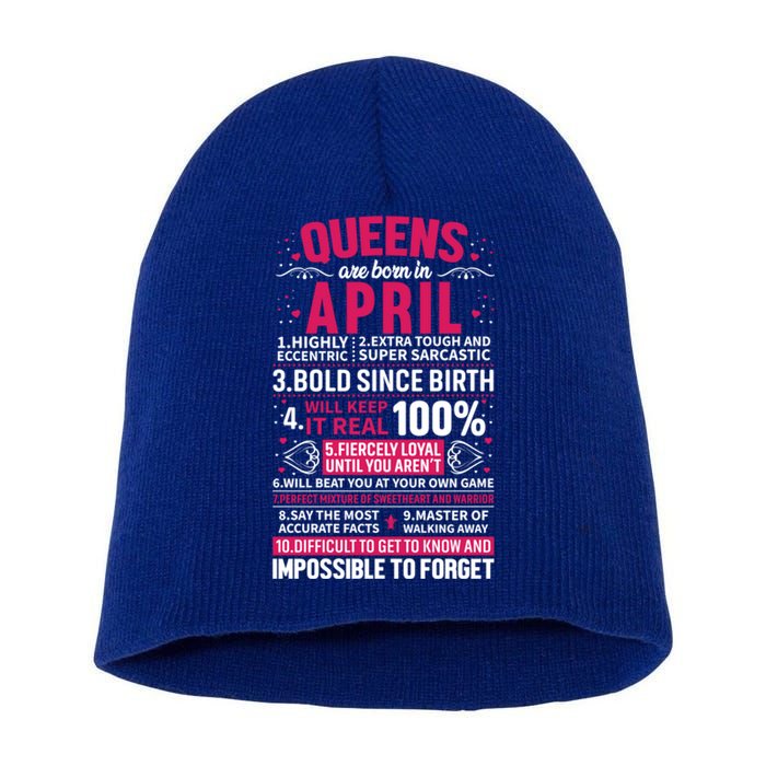 Queens Are Born In April Gift Short Acrylic Beanie