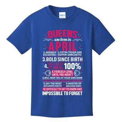 Queens Are Born In April Gift Kids T-Shirt
