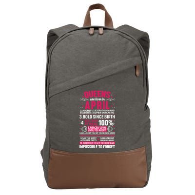 Queens Are Born In April Gift Cotton Canvas Backpack