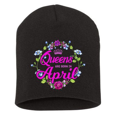 Queens are Born in April Birthday Gift for Wo Short Acrylic Beanie