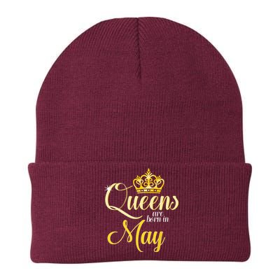 Queens Are Born In May Women Birthday Month Date Knit Cap Winter Beanie