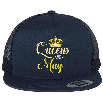 Queens Are Born In May Women Birthday Month Date Flat Bill Trucker Hat