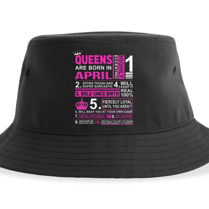 Queens Are Born In April Birthday Sustainable Bucket Hat