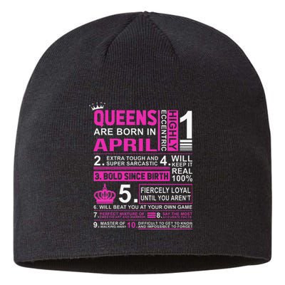 Queens Are Born In April Birthday Sustainable Beanie