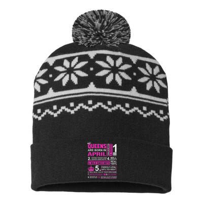 Queens Are Born In April Birthday USA-Made Snowflake Beanie