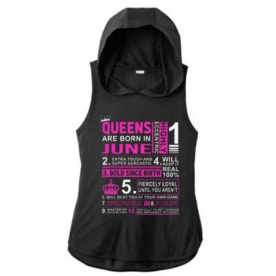 Queens Are Born In June Birthday Ladies PosiCharge Tri-Blend Wicking Draft Hoodie Tank