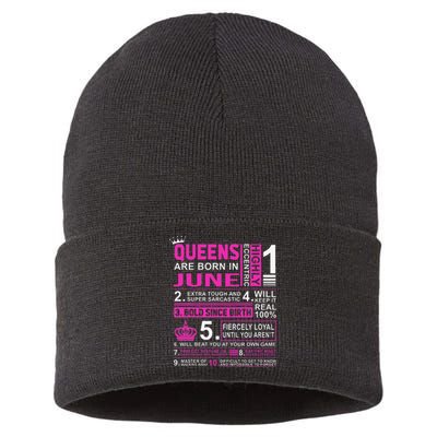 Queens Are Born In June Birthday Sustainable Knit Beanie