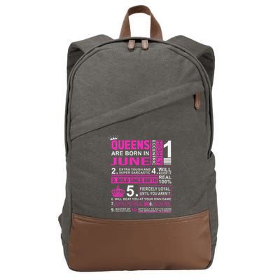 Queens Are Born In June Birthday Cotton Canvas Backpack