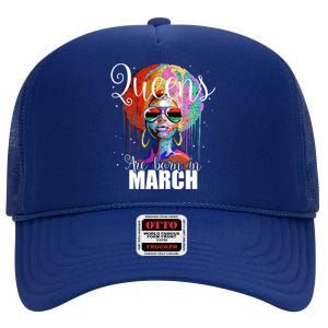 Queens Are Born In March Birthday Gift High Crown Mesh Back Trucker Hat