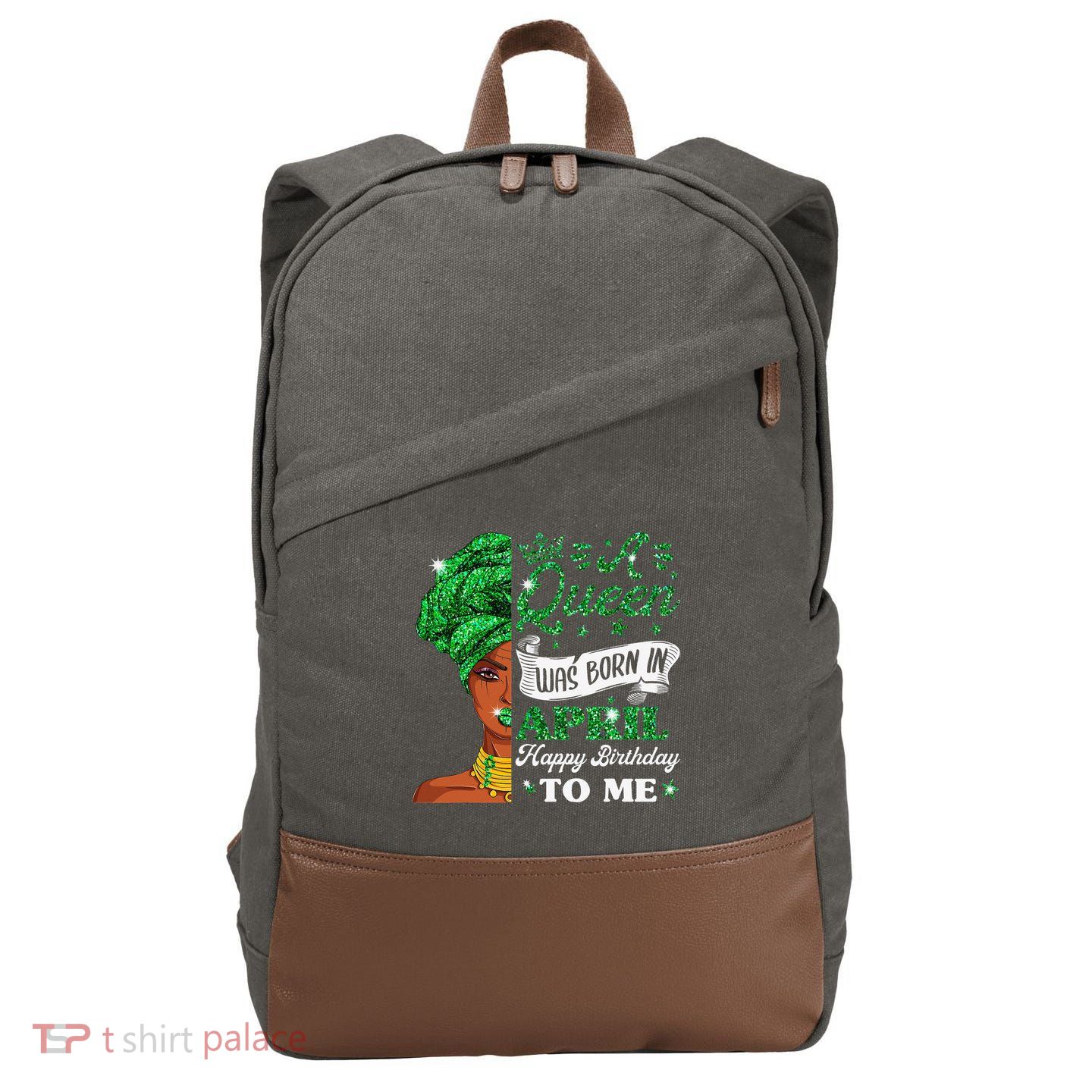 Queens Are Born In April Birthday Wo Cotton Canvas Backpack