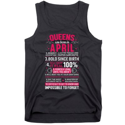 Queens Are Born in April Tank Top