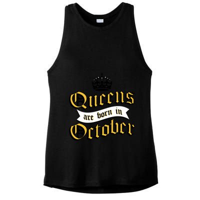 Queens Are Born In October Ladies PosiCharge Tri-Blend Wicking Tank