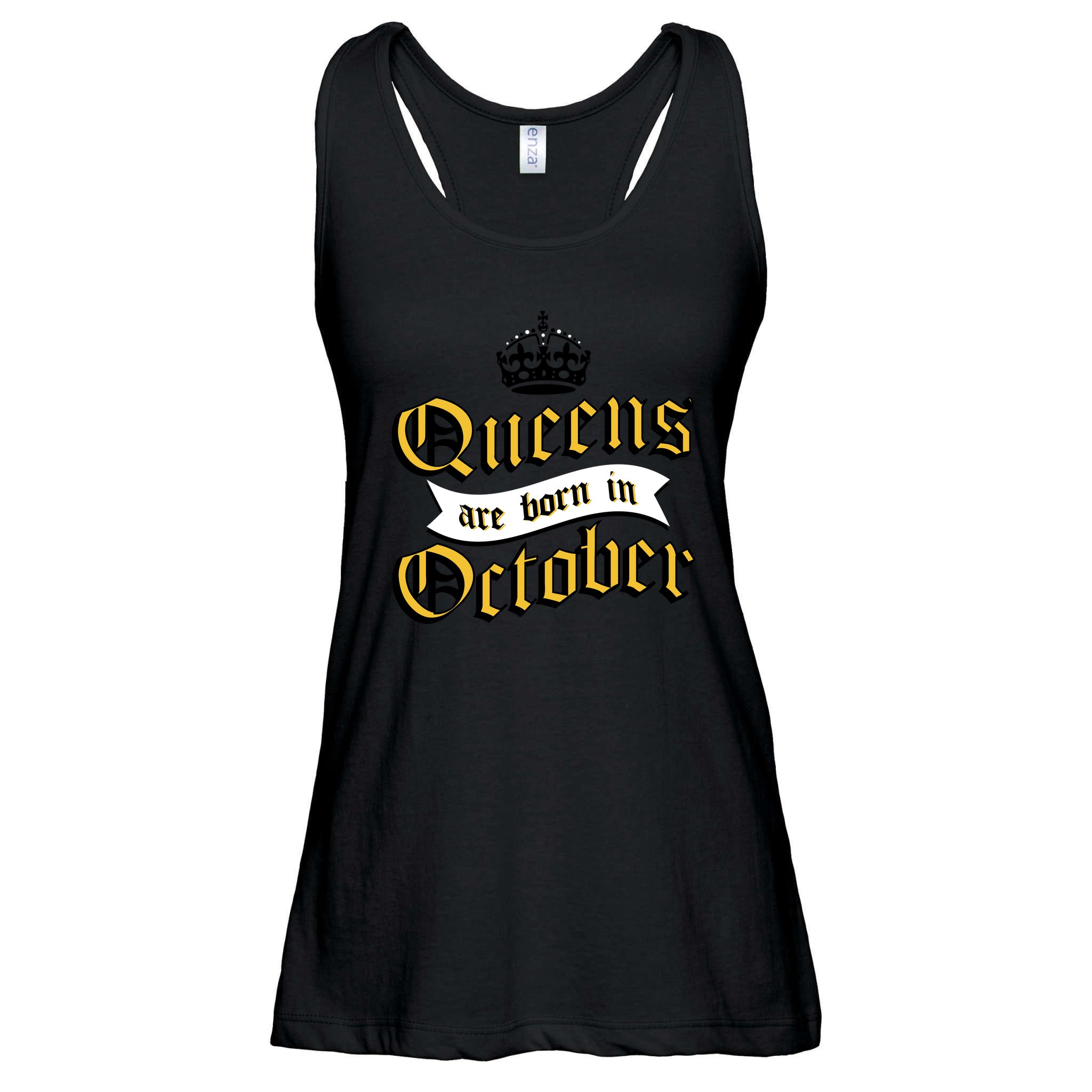 Queens Are Born In October Ladies Essential Flowy Tank