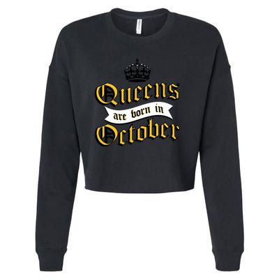 Queens Are Born In October Cropped Pullover Crew