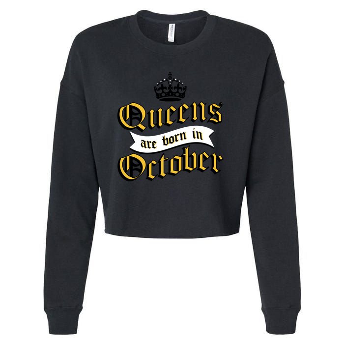 Queens Are Born In October Cropped Pullover Crew