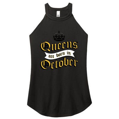 Queens Are Born In October Women's Perfect Tri Rocker Tank