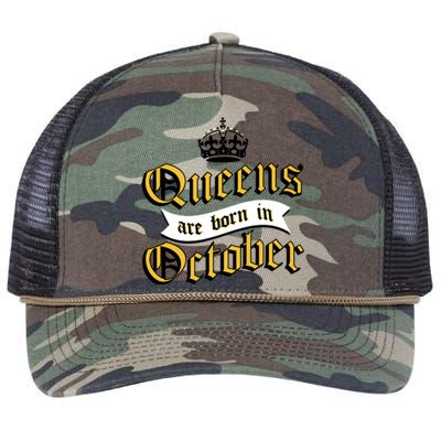 Queens Are Born In October Retro Rope Trucker Hat Cap