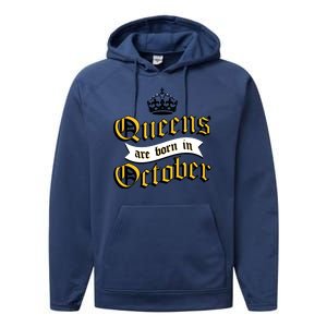 Queens Are Born In October Performance Fleece Hoodie